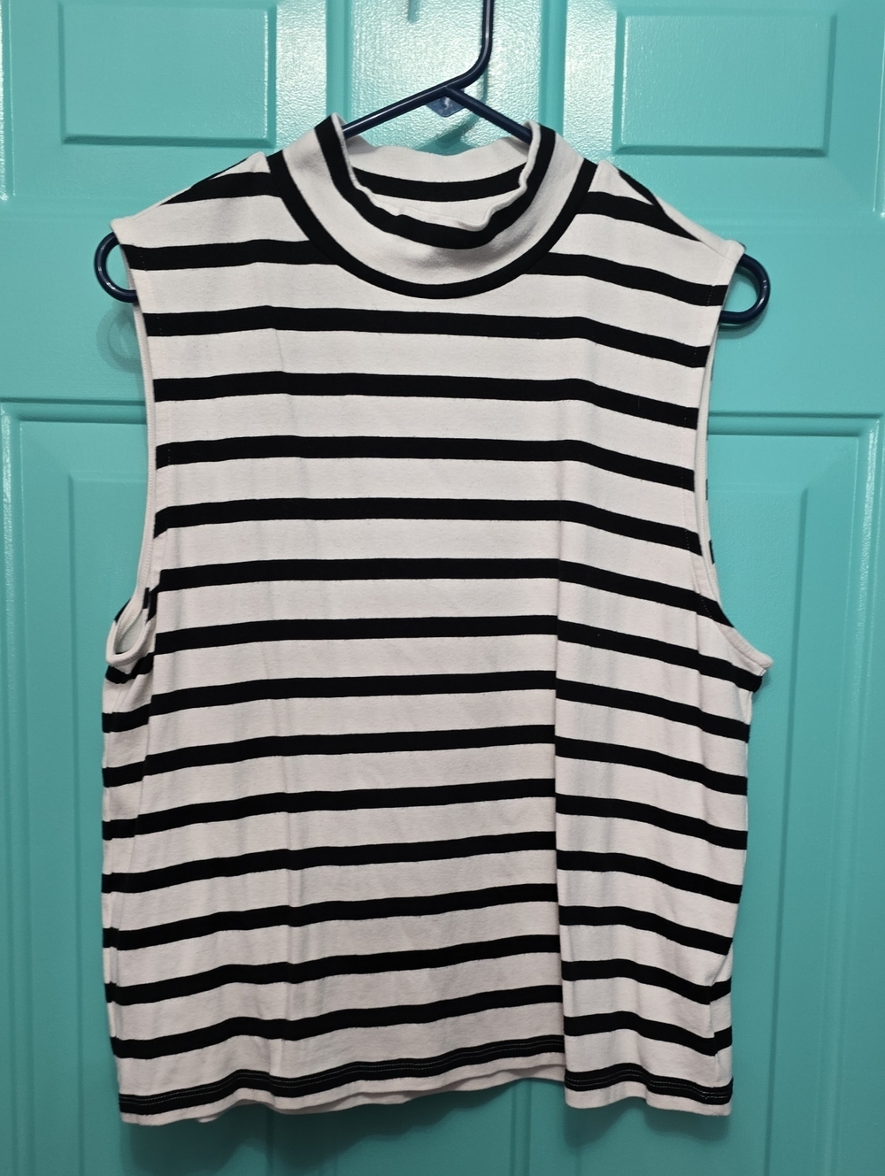 GAP Black & White Striped Mock Neck Tank